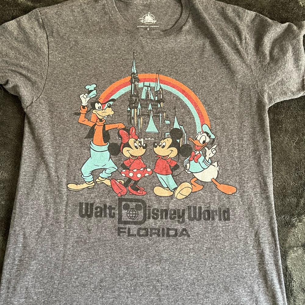 Disney Gray Mickey & Friends Castle Graphic Tee
